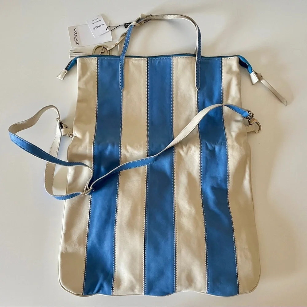 Varriale Leather Handbag Crossbody Bag Blue Ivory